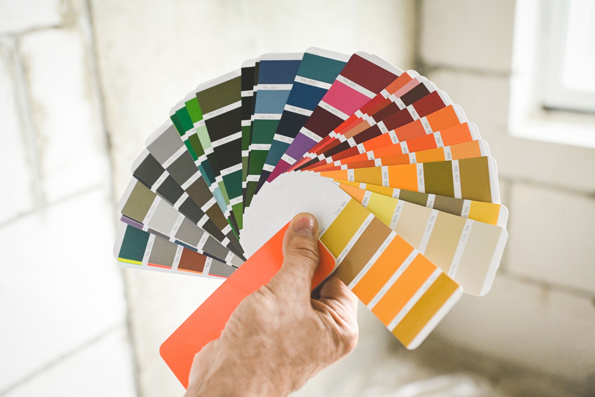 worker doing renovations in an apartment, Color Swatch,
